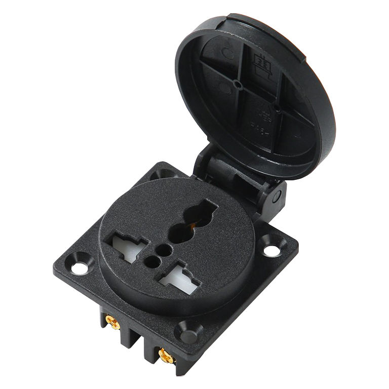 Industrial Waterproof 16A 250V Power Socket Universal EU US UK AU Extension Socket with Safety Shutter Cover Black