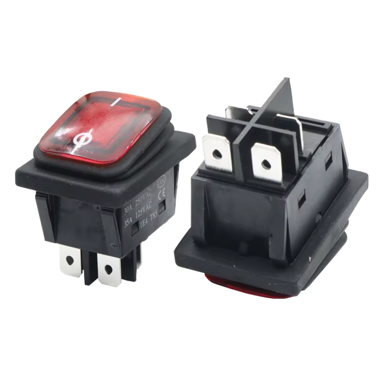 KCD4 LED Rocker Switch Waterproof SPDT 12V/24V/220V/250V DC/AC 30A/35A On-Off Function