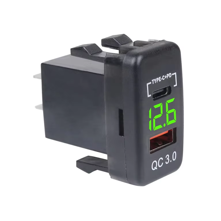 QC3.0+PD Type C Dual USB Port Car Charger 3 Outlets with Wifi Network Extension Socket for Domotica 2 USB a Output Ports