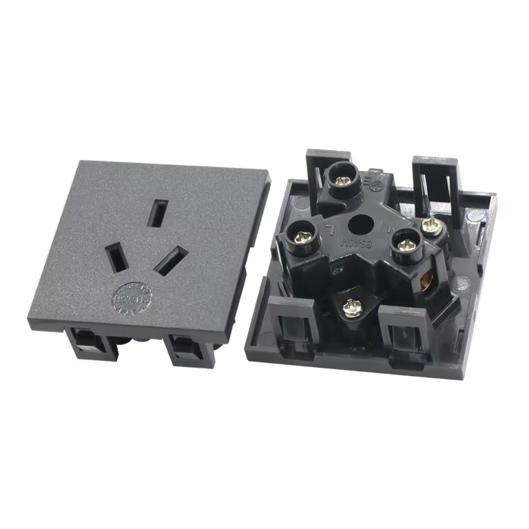 Industrial Three-Hole Desktop AC Power Supply Wall Socket Safety Door Fixed Embedded Card for Australia Small Desktop Socket