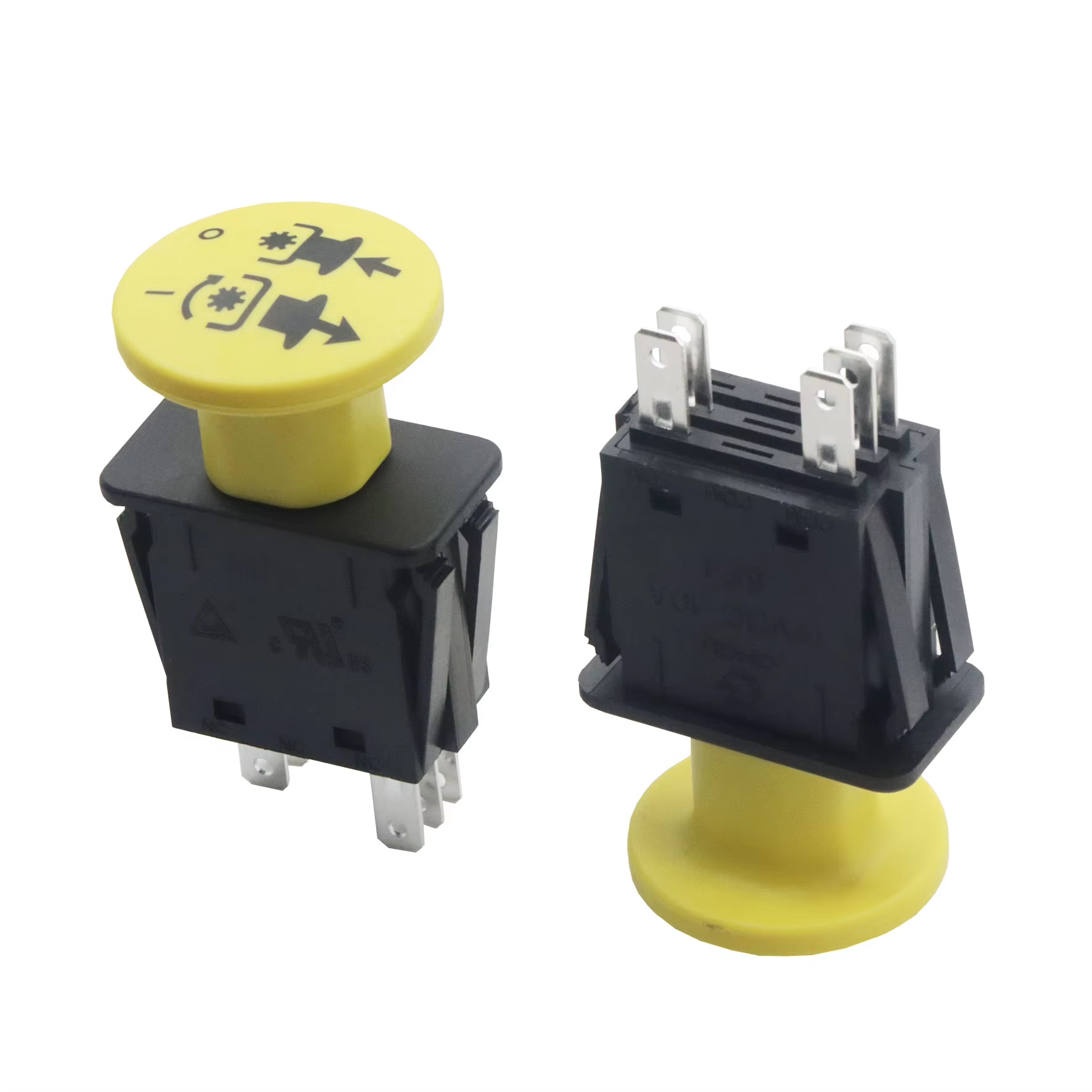7Pins Industrial Emergency Stop Switch, Yellow Mushroom Head, E-STOP Emergency Stop Button,  Waterproof, 14VCD/10A