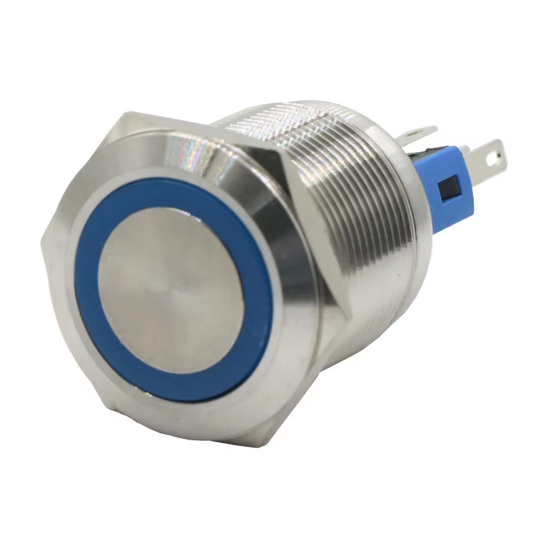 White Red LED 22mm Latching Metal Illuminated Push Button Switch with Momentary IP67 Level Max Voltage 250V