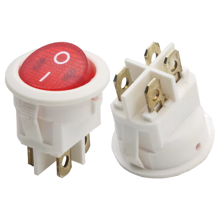 Factory Supply Illuminated Red 2 Position Rocker Switch for Cooking Pot PA66 Material ON/OFF Rocker Switch