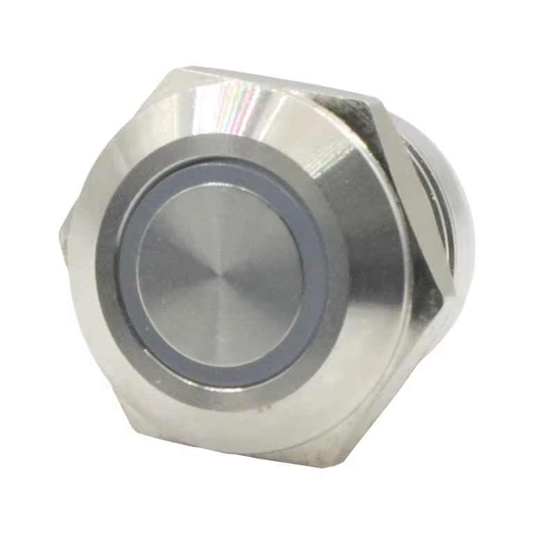 1NO Flat Head Stainless Steel Reset Momentary Push Button Switch Super Short Waterproof with IP65 Max Vlotage