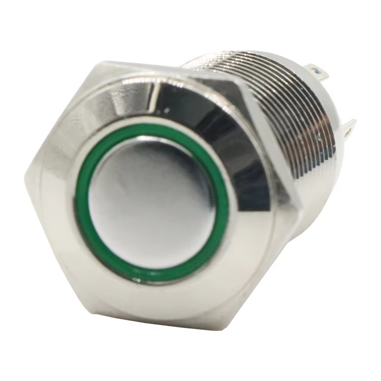 Stainless Steel Push Button Switch 16mm Round Head with Lamp Waterproof Rubber IP65 3A Max.  Voltage