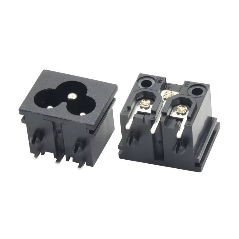 Industrial 3-Pin Male Power Panel Mount Socket 2.5A 250VAC 2 Outlets AC-Inlet Receptacle 125V Rated Voltage