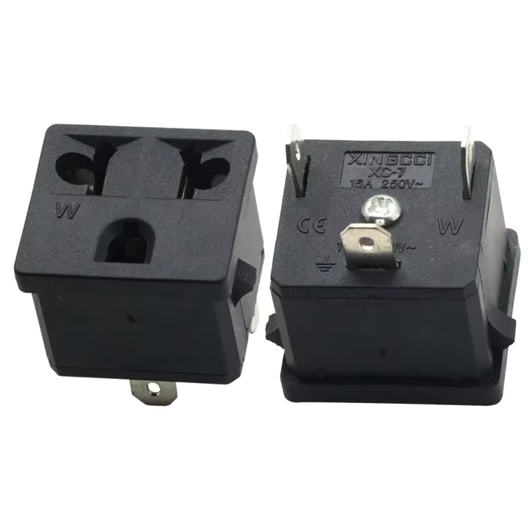 US 15A125V AC Power Socket Industrial Extension Connector with 3 Outlets NFC Network 125V Wall Socket for America
