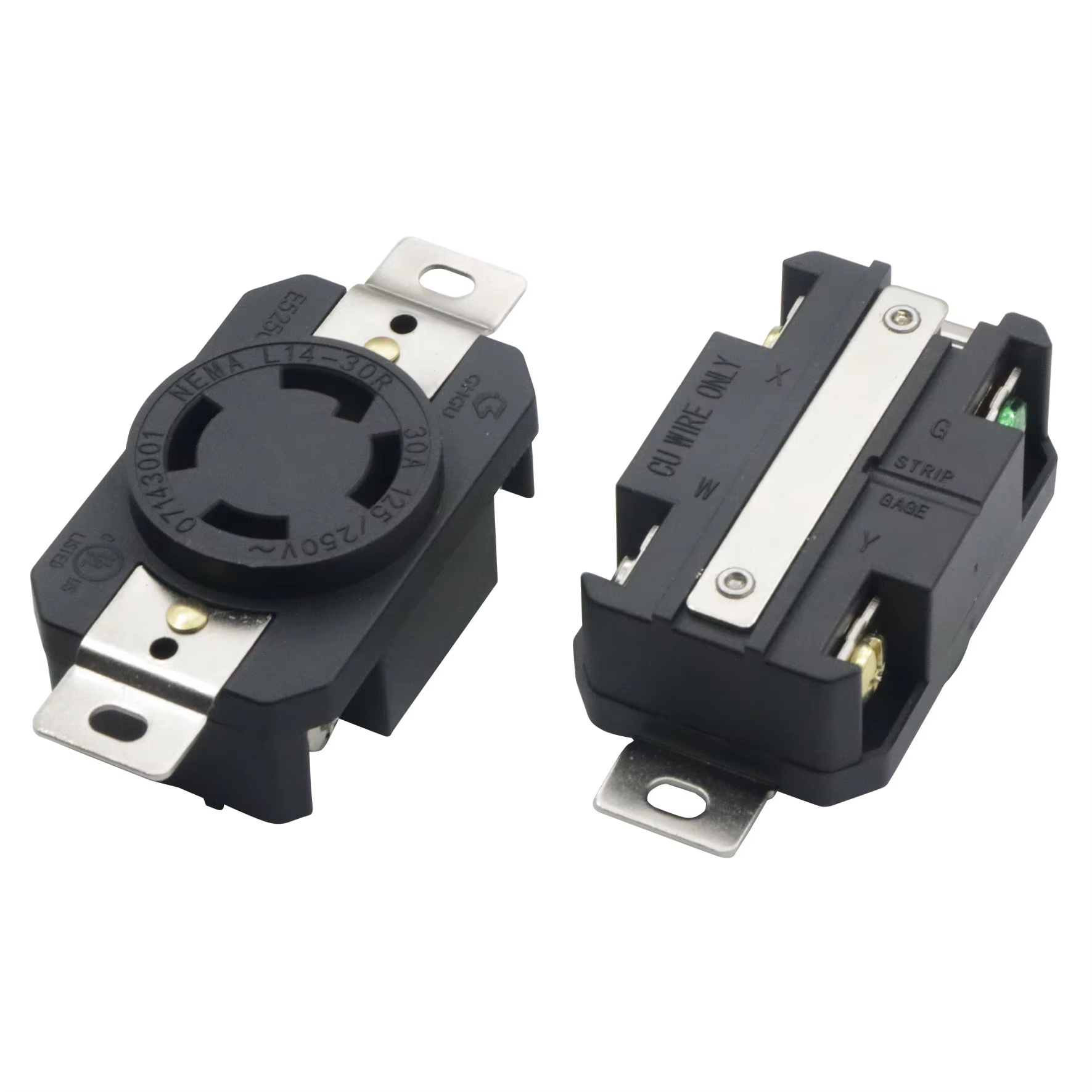 NEMA 14-30R 30A RV and Electric Vehicles Range Receptacle ABS Material with Copper Plug US Plug Standard Socket