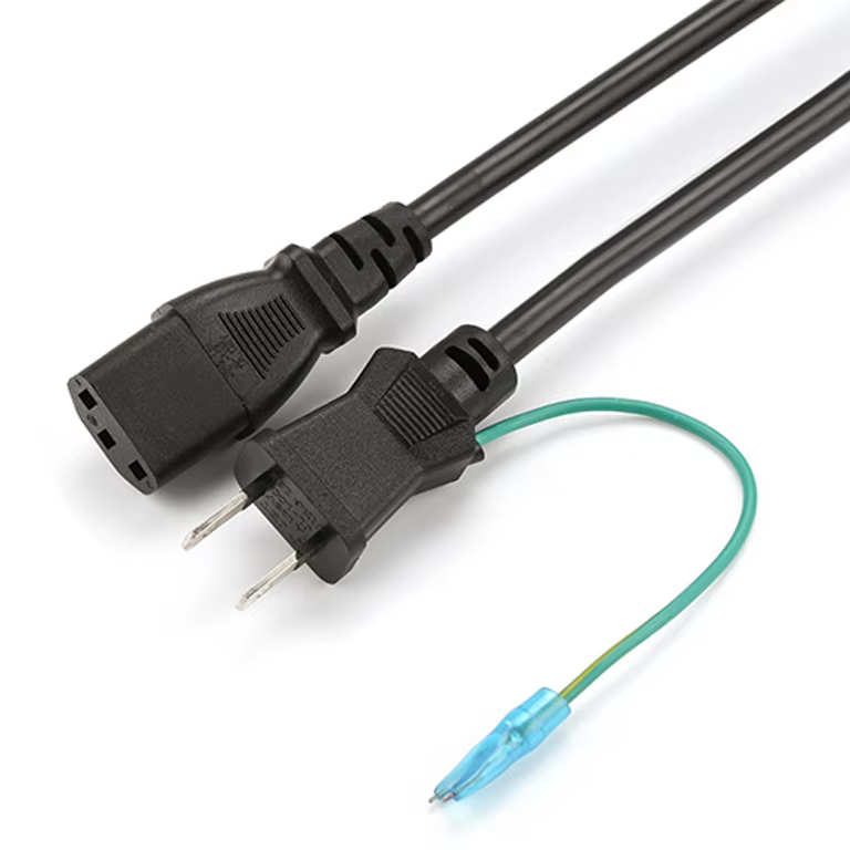 PSE Japanese Standard Two Plug With Ground Wire Tail End Power Cord Japan Power Cord JET Two Core Plug Extension Cord