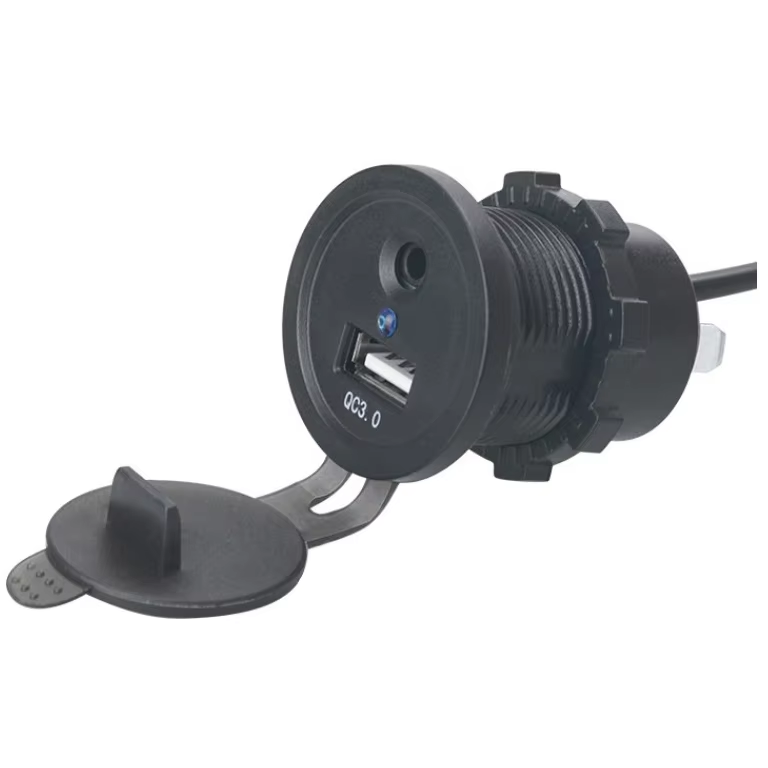 Factory Price Car USB Power Charge Socket with Port Socket Red LED Indicator Light and Waterproof Cover