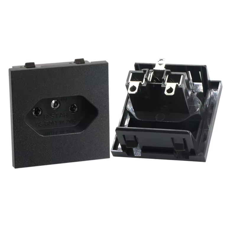 IEC 10A 250V AC Power Brazilian Standard Socket 3 Pin Plug PDU Socket Connector