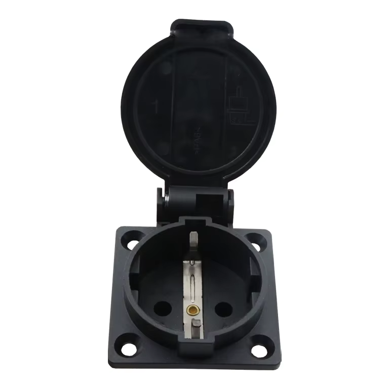 250V 16A German Standard Socket Panel Mounting Mounted Power Outlet Waterproof Cover Wall Socket