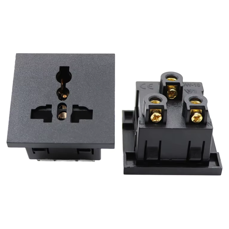 AC Socket Universal 250V 16A Panel Mount Snap in Universal  AC Power Socket Outlet Receptacle