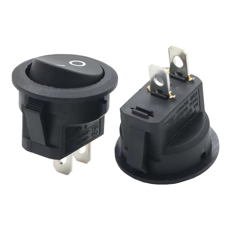 2 Pins 2 Position ON-OFF SPST  Non-illuminated Round Rocker Switch