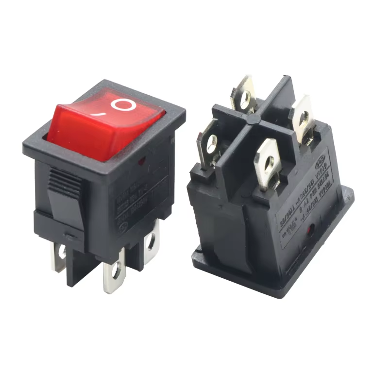Kcd1-104 4 Pin Red Cover Button Type Rocker Switch