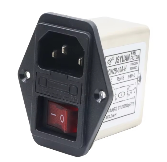 Low Pass 12V DC EMI RFI Filter Socket EMI Noise Filter with 3 Pin Male Socket and Fuse Holder