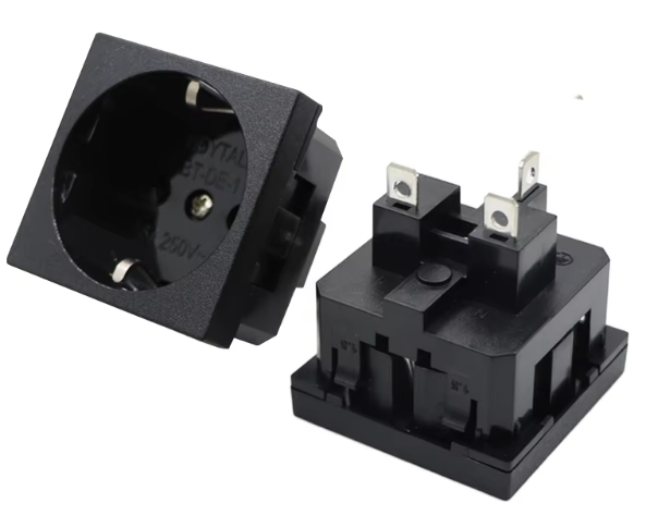 German European Standard 3 Pins AC Adapter Plug Connector  Power Socket