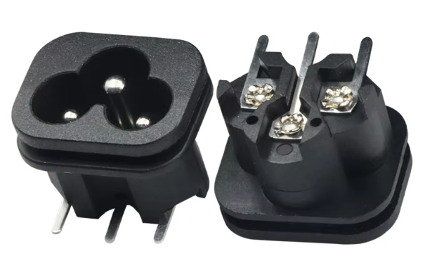 C6 Panel Mount Plug Adapter AC 250V 2.5A 125V 7A 3 Pins Mickey Mous IEC Inlet Module Plug Power Connector