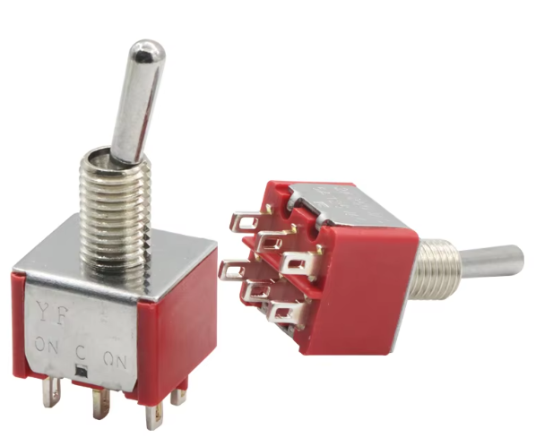 ON OFF on Mounting Hole 5A 125VAC 2A250V DPDT 6 Pin 3 Way Toggle Switch