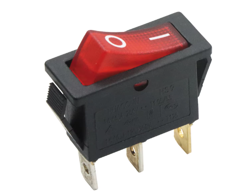 Red lighted boat type power switch, rocker switch 2-speed 3-pin