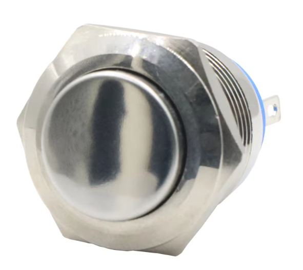 19mm Micro Nickel Plated Brass Pin Momentary Waterproof IP65 High 1NO 3A Metal Push Button Switch for Motorcycle